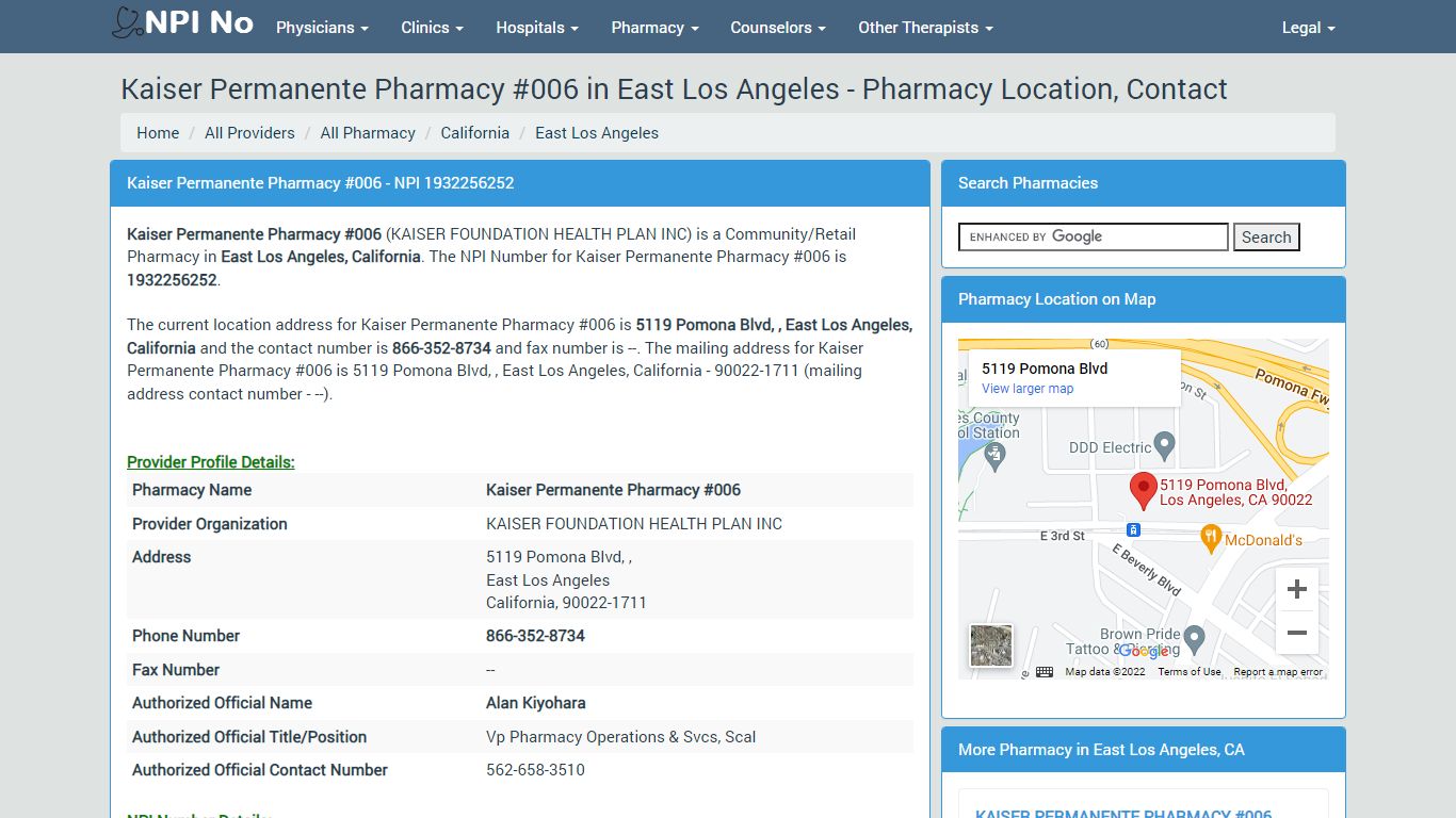 Kaiser Permanente Pharmacy #006 in East Los Angeles, California ...